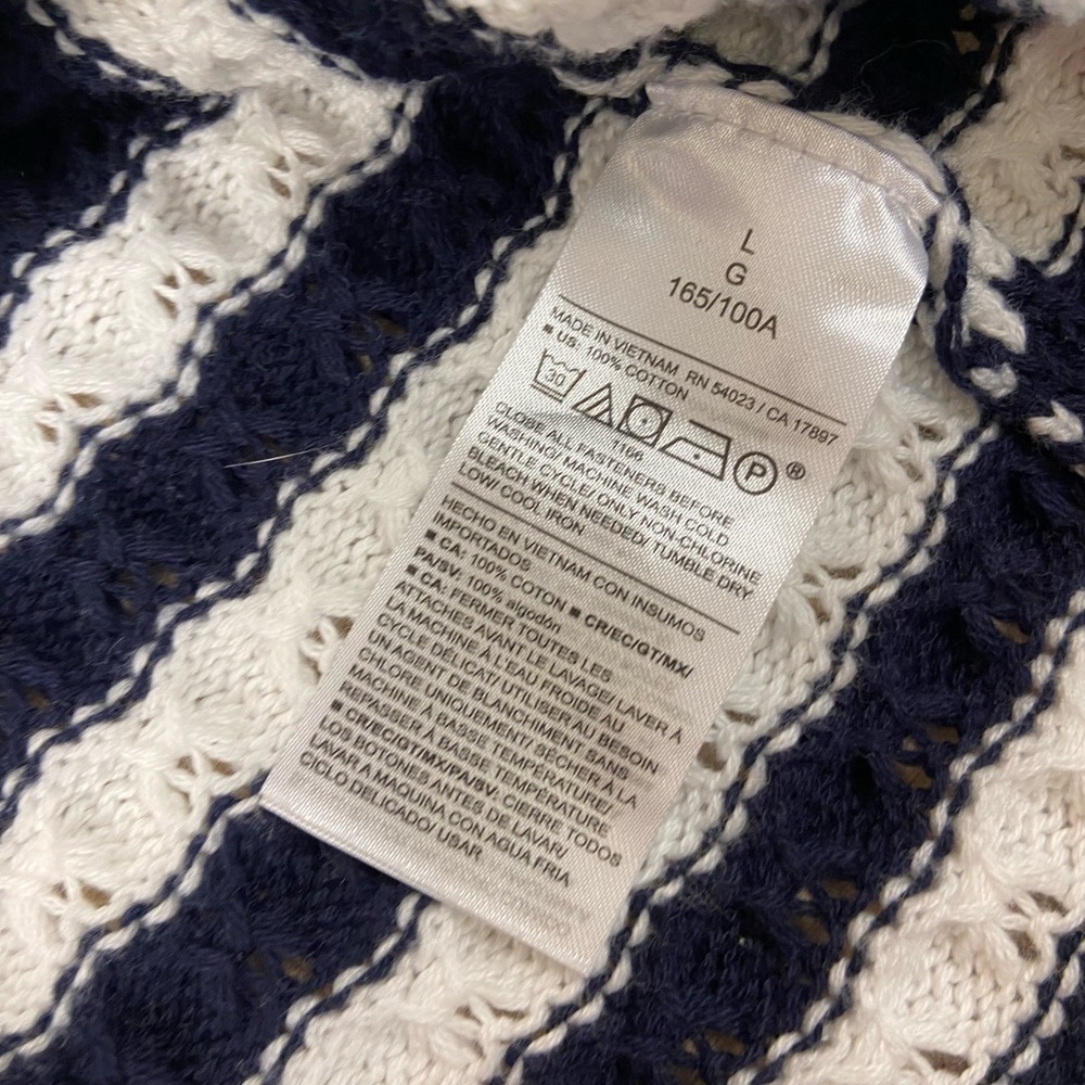 Old Navy Navy & White Striped Knit Polo Cardigan Size L - Picture 6 of 8